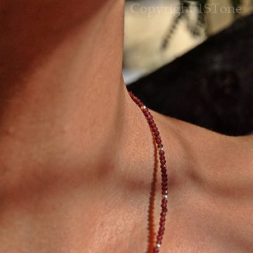 Ladies delicate faceted 2mm Garnet Gemstone Necklace handcrafted by 1STone Custom Jewelry Fuerteventura Canary Islands