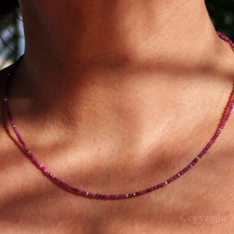Ladies Delicate Luxury Ruby Necklace 2mm faceted