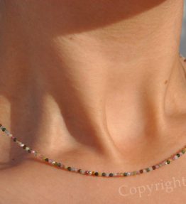 Ladies 2mm delicate faceted Tourmaline Necklace - Sparkling Rainbow