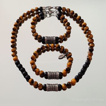 Golden Tigers Eye Samurai´s Drum Men´s custom-made Bracelets & Necklace with Carabiner or Magnetic Clasp by 1STone Art & Design Custom Jewelry