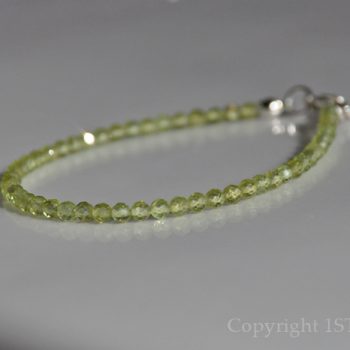 Ladies delicate faceted 3mm Peridot Gemstone Bracelet handcrafted by 1STone Custom Jewelry Fuerteventura Canary Islands