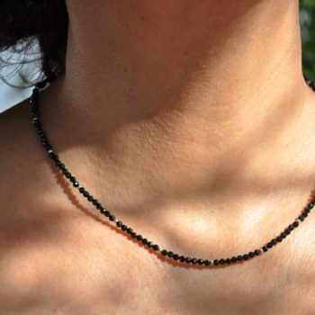 Ladies 3mm delicate faceted black Spinel Gemstone Necklace Black Fire by 1STone Art & Design Custom Jewelry Fuerteventura