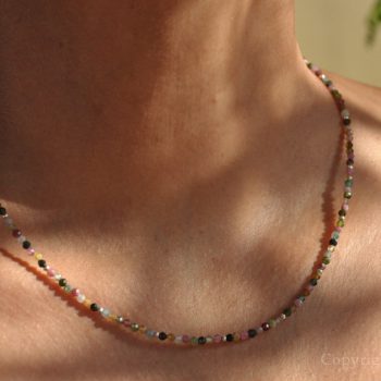 Ladies Delicate-Line custom-made 3mm facetted multicolour AAA Grade Tourmaline Necklace by 1STone Art & Design Custom Jewelry Fuerteventura