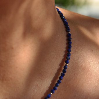True Blue Ladies 3mm delicate faceted Lapis Lazuli Necklace custom-made by 1STone Art & Design Custom Jewelry closeup