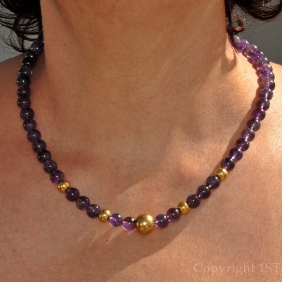 Womens 1ST Gemstone Necklace Amethyst Viola Oro by 1STone Art & Design Custom Jewelry